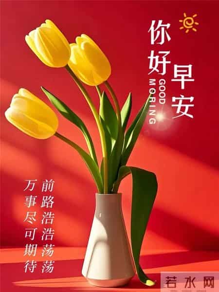 精选30张高清红色背景早安祝福图