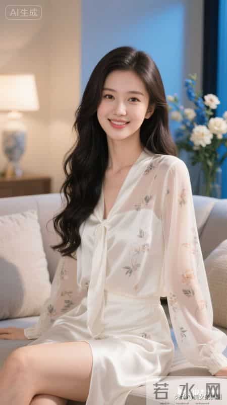 米雪纺睡衣的女人