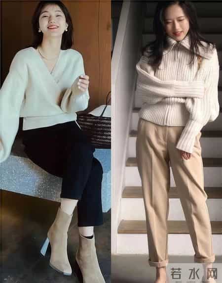 今年流行“毛衣+烟管裤”，这样穿时髦又显高，特别适合中年女人
