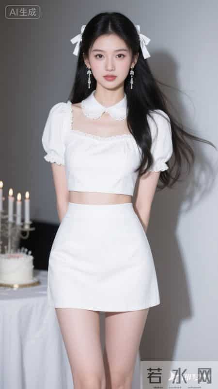 温柔白裙配蕾丝领，甜美又浪漫