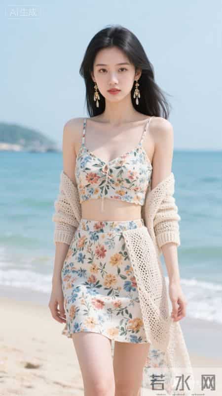 碎花吊带短裙套装充满度假氛围，清新又不失性感