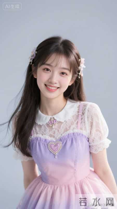 梦幻甜美的少女公主风~渐变紫无袖裙搭配蕾丝领口