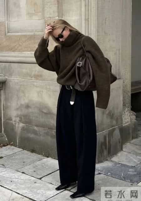 毛衣，配阔腿裤更好看！