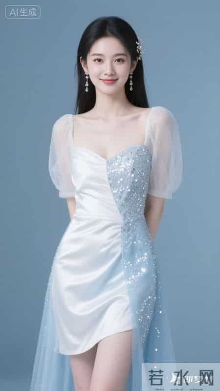 白蓝渐变轻纱裙，温柔又明艳