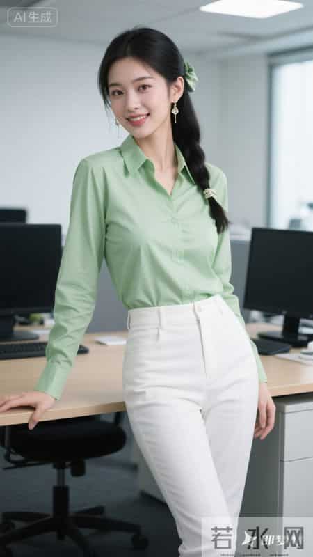 今日职场穿搭-浅绿+白，专业又显气质，工作状态满分