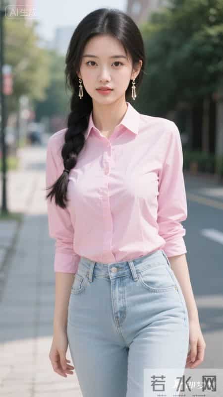 粉衫配浅蓝，走在初夏的风里，把松弛感穿成日常