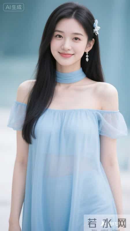 挂脖露肩设计连衣裙，薄纱材质自带通透感