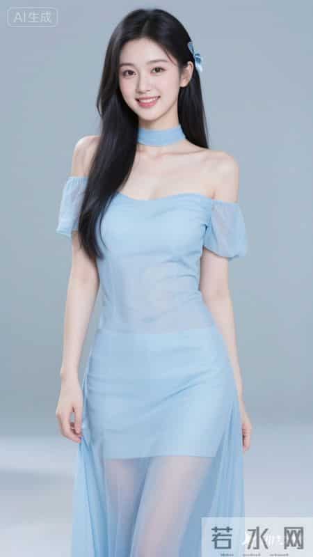 挂脖露肩设计连衣裙，薄纱材质自带通透感