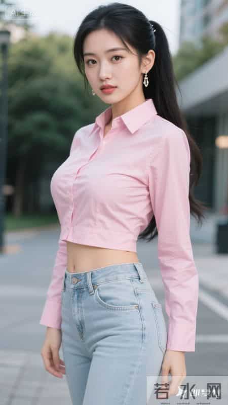 粉衫配浅蓝，走在初夏的风里，把松弛感穿成日常