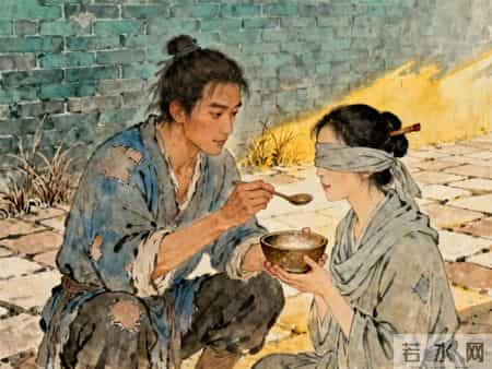 乞丐把要来的肉先给瞎眼媳妇吃，路过的算命先生大惊：此人虽穷