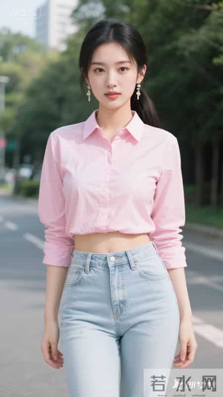 粉衫配浅蓝，走在初夏的风里，把松弛感穿成日常