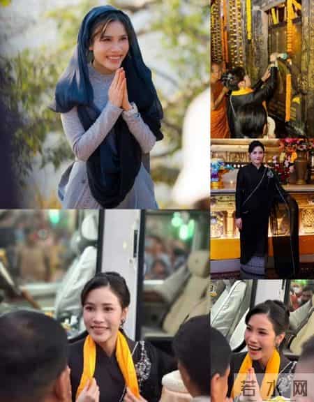 泰国贵妃换新发型，扎着马尾辫尽显活力感，还戴粉色簪花把人嫩到