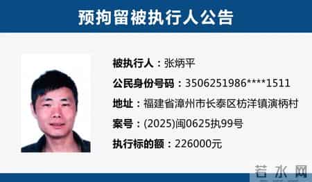 漳州市长泰区人民法院预拘留公告(2026年第一期)