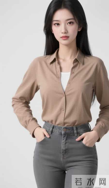 棕色衬衫与牛仔裤