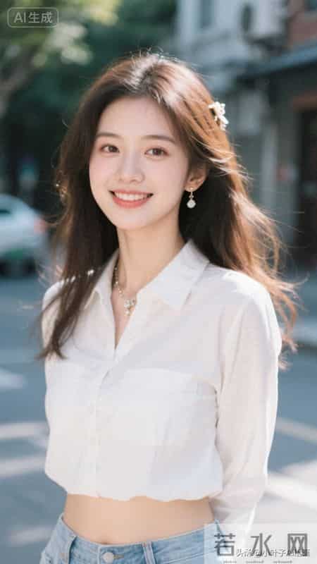 清爽温柔的都市轻氧风~白色短款衬衫搭配牛仔下装简约利落