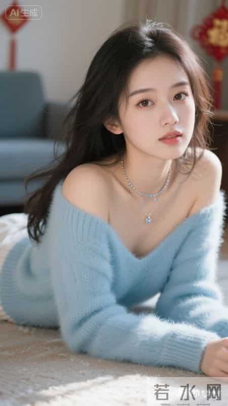 浅蓝软糯毛衣，居家松弛感拉满，温柔又治愈