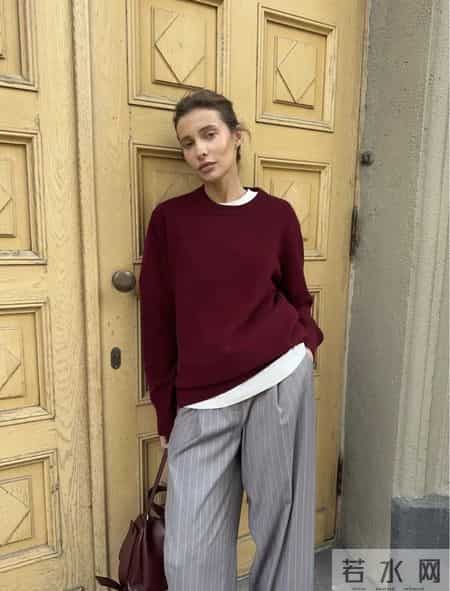 灰色阔腿裤,这样搭真的很高级!