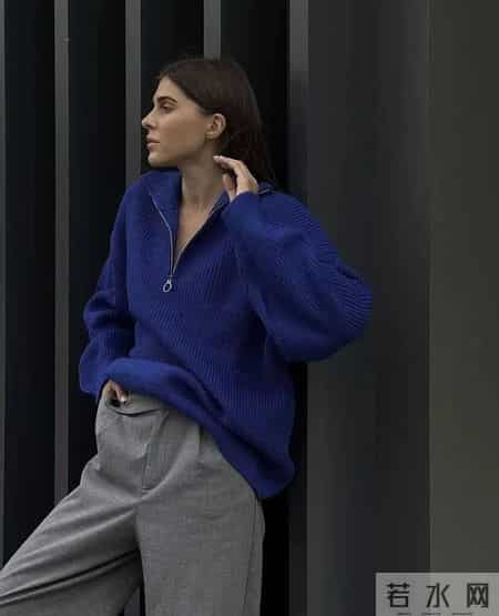 灰色阔腿裤,这样搭真的很高级!