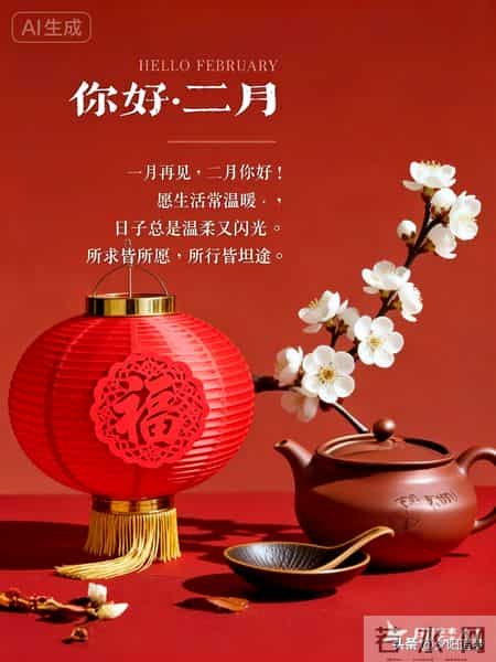 一月再见，二月你好！岁启新程，春叩门扉；顺颂时祺，百福骈臻！