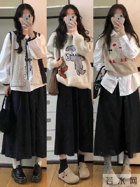 12套早春黑色半裙穿搭｜梨形遮肉显瘦绝了