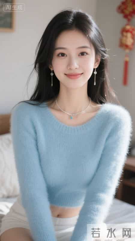 浅蓝软糯毛衣，居家松弛感拉满，温柔又治愈