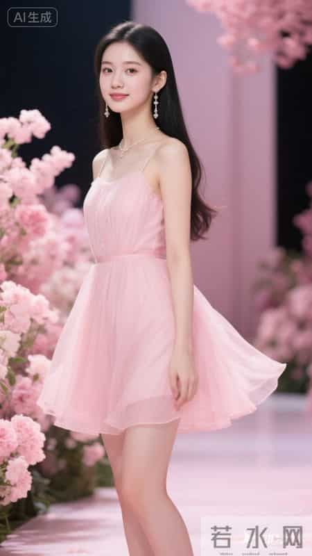 浅粉吊带纱裙轻盈温柔，简约又显甜美