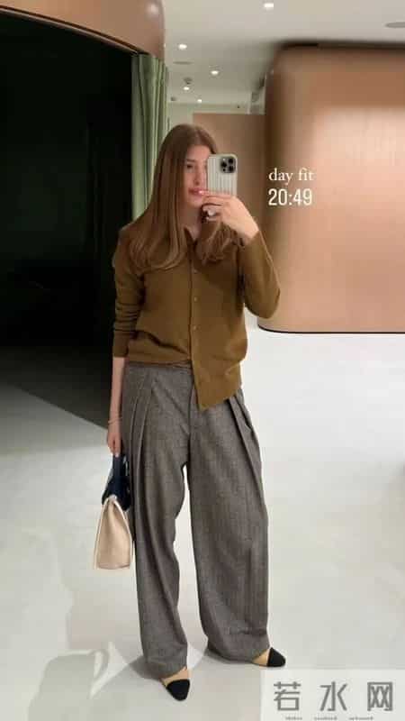 灰色阔腿裤,这样搭真的很高级!