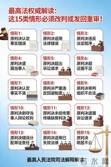 最高法权威解读：这15类情形必须改判或发回重审！