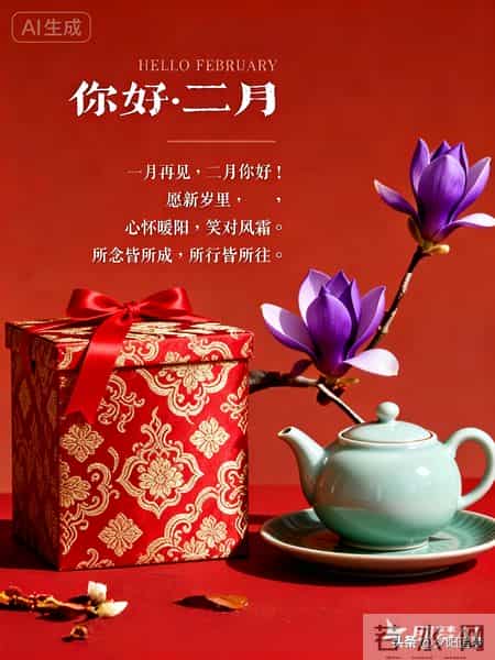 一月再见，二月你好！岁启新程，春叩门扉；顺颂时祺，百福骈臻！