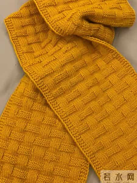 搓板针搭边，上下针形成的席纹花，最终织出来的美妙围巾，比白桦针简单多了