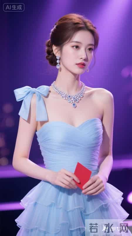 冰蓝抹胸纱裙超仙，蓬松裙摆显灵动，氛围感拉满