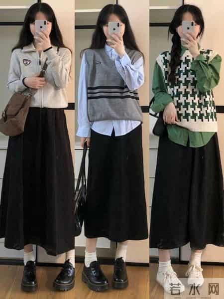12套早春黑色半裙穿搭｜梨形遮肉显瘦绝了