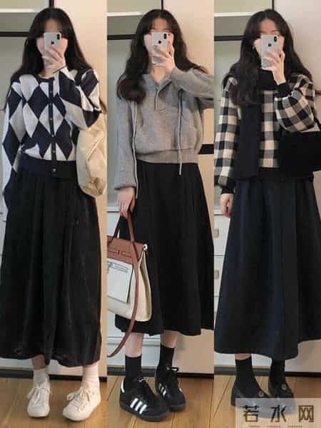 12套早春黑色半裙穿搭｜梨形遮肉显瘦绝了