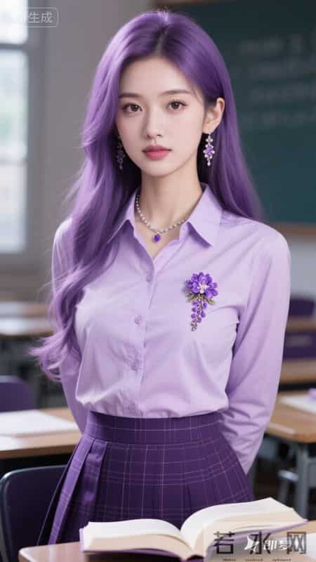 浅紫衬衫配格纹短裙,是青春里的一抹亮色