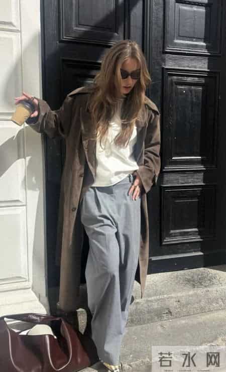 灰色阔腿裤,这样搭真的很高级!