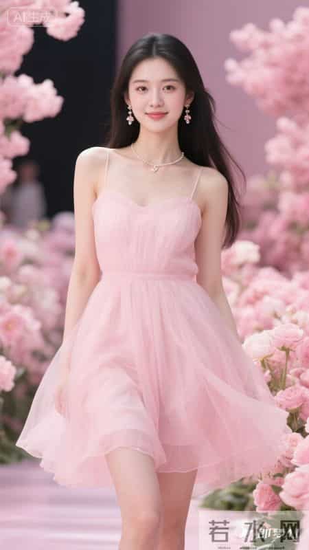 浅粉吊带纱裙轻盈温柔，简约又显甜美