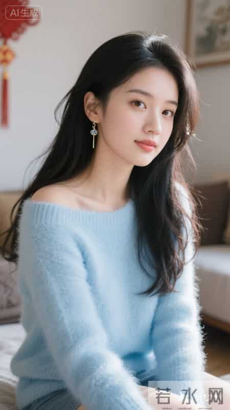 浅蓝软糯毛衣，居家松弛感拉满，温柔又治愈